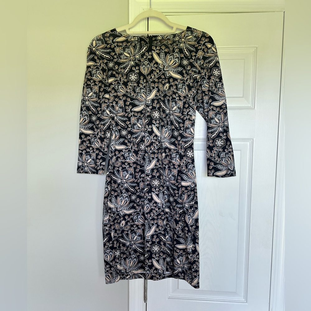 J. McLaughlin Black and Tan Sophia Sheath Dress size xs